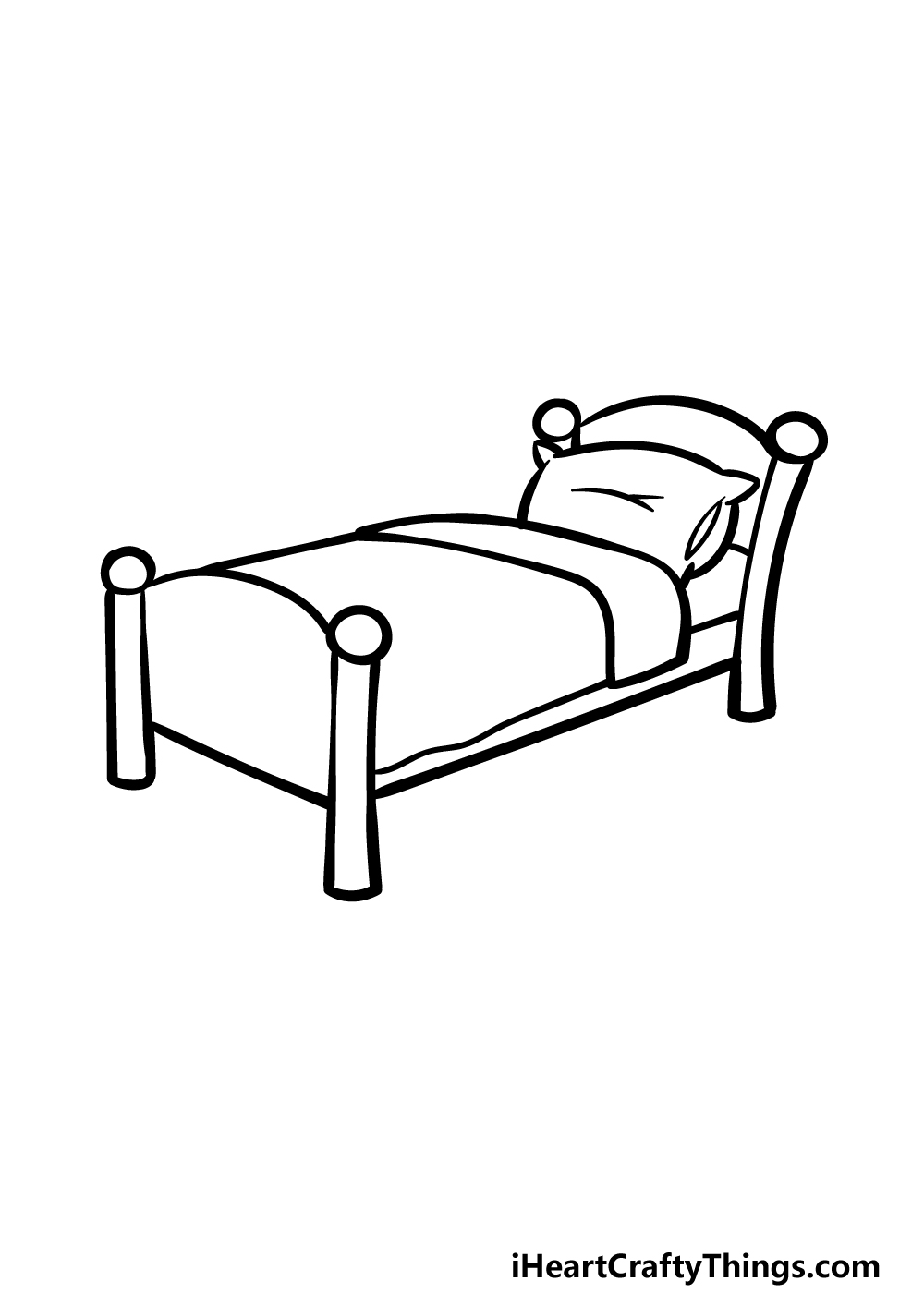 how to draw a cartoon bed step 6