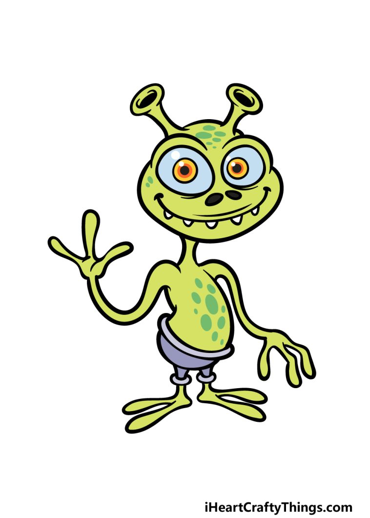 Cartoon Alien Drawing - How To Draw A Cartoon Alien Step By Step!