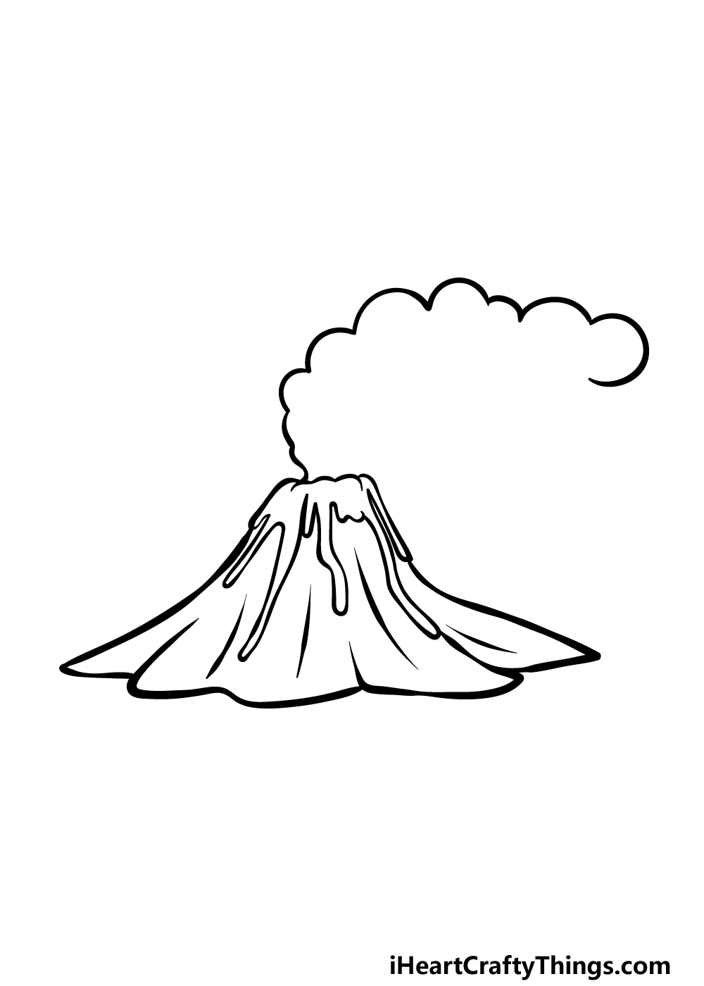 how to draw a cartoon volcano step 6
