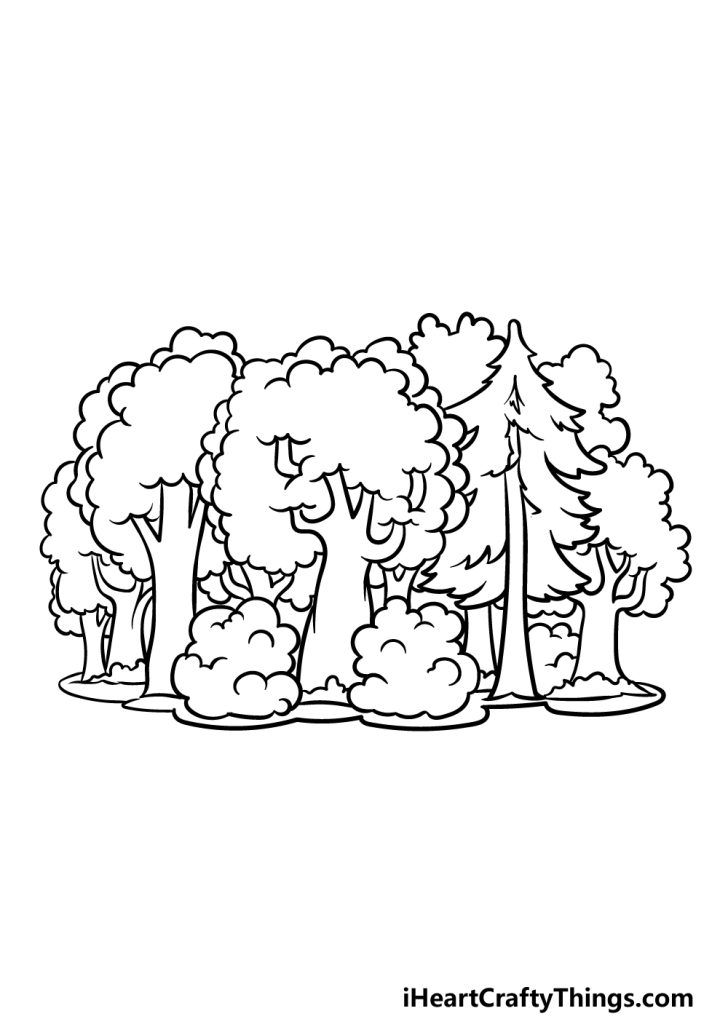 Cartoon Forest Drawing - How To Draw A Cartoon Forest Step By Step