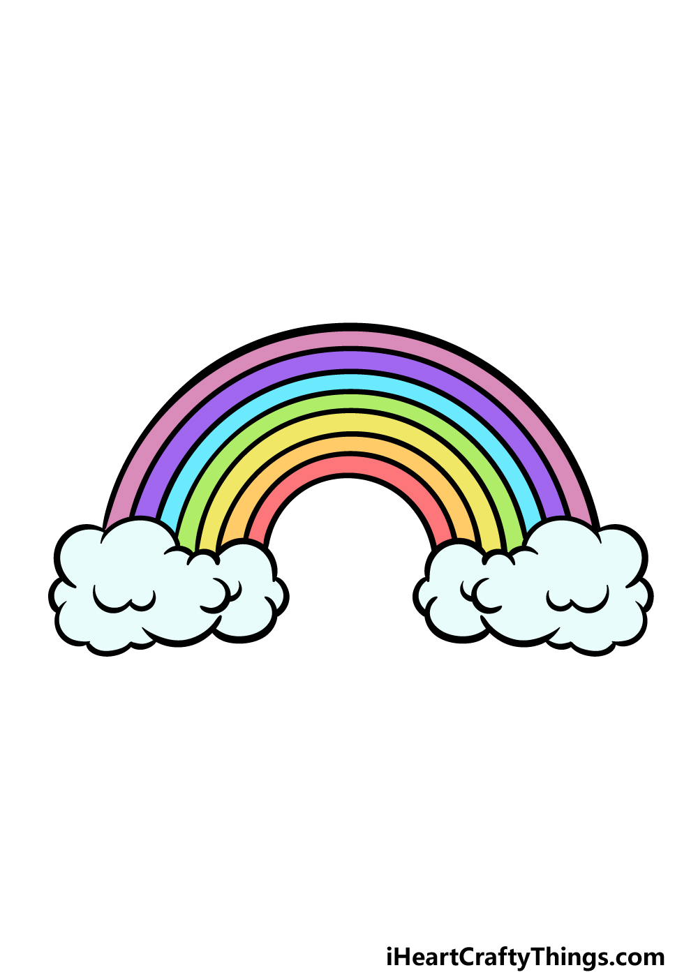 How To Draw A Rainbow With Clouds At The End