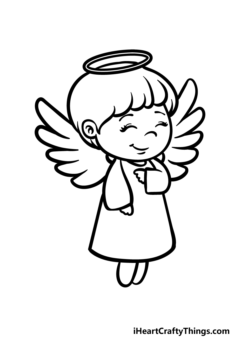 how to draw a cartoon angel step 7