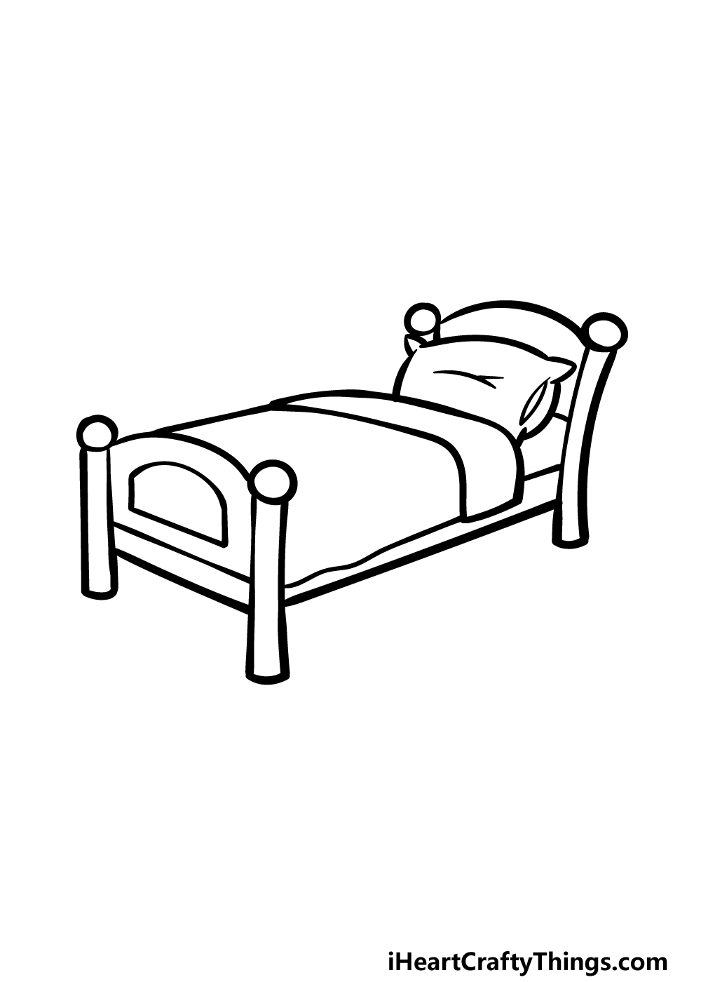 how to draw a cartoon bed step 7
