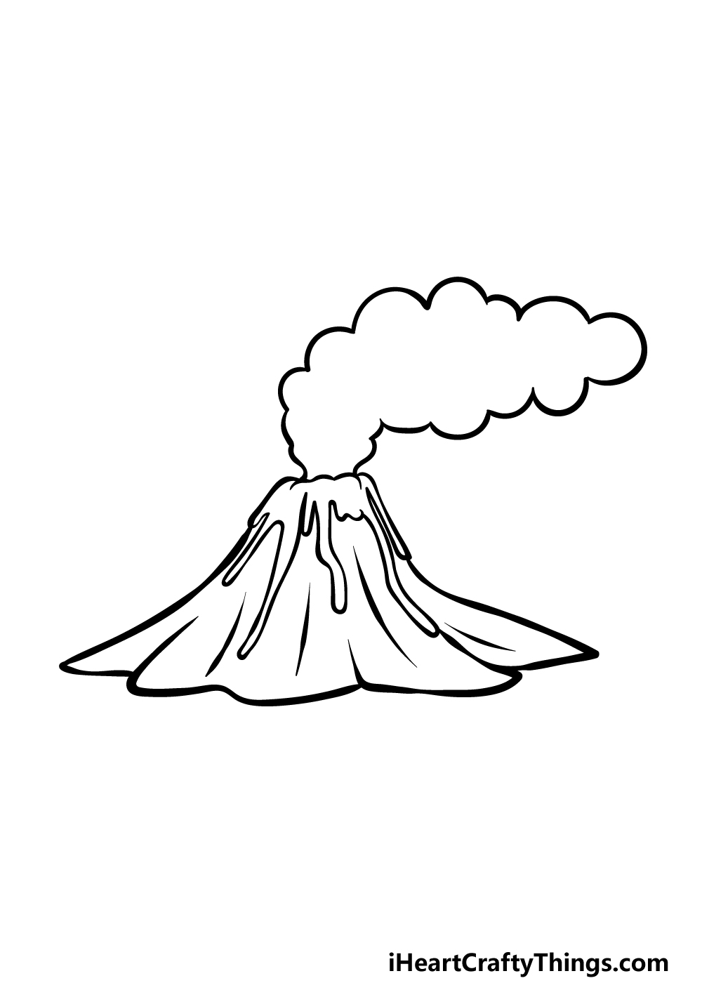 how to draw a cartoon volcano step 7