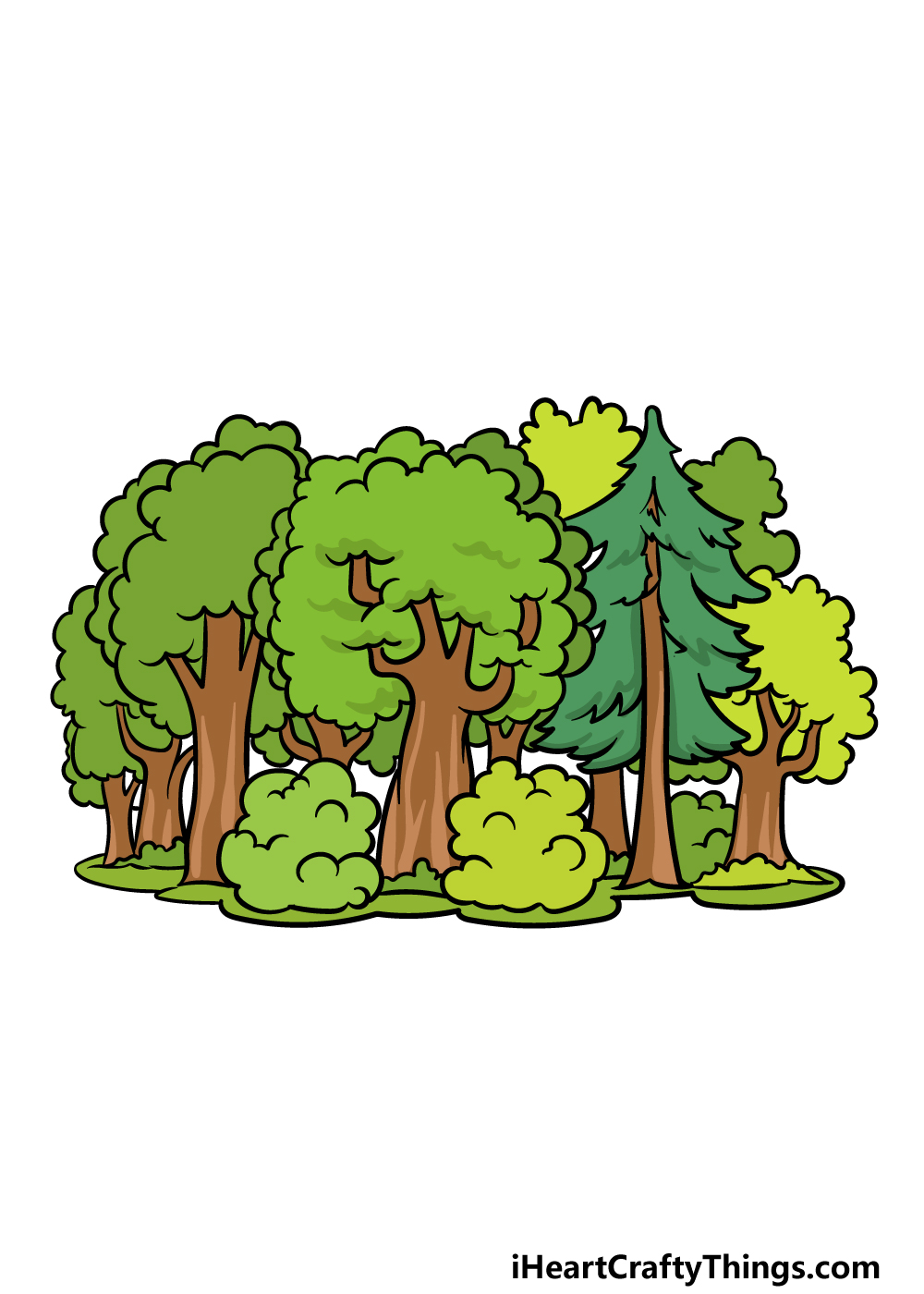 Cartoon Forest Drawing - How To Draw A Cartoon Forest Step By Step