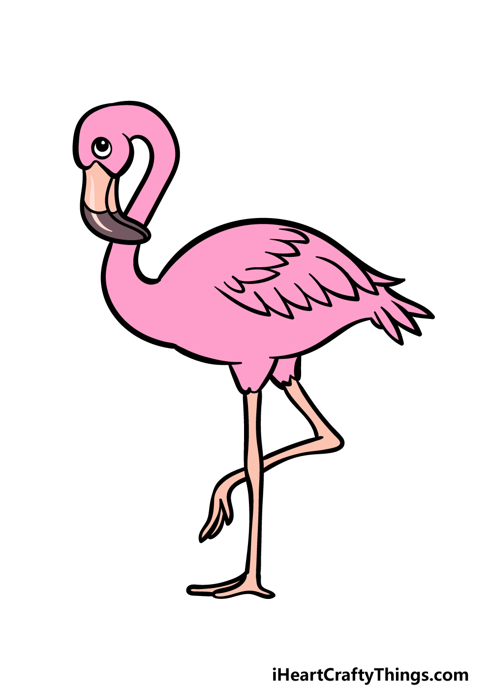 how to draw a cartoon flamingo step 7