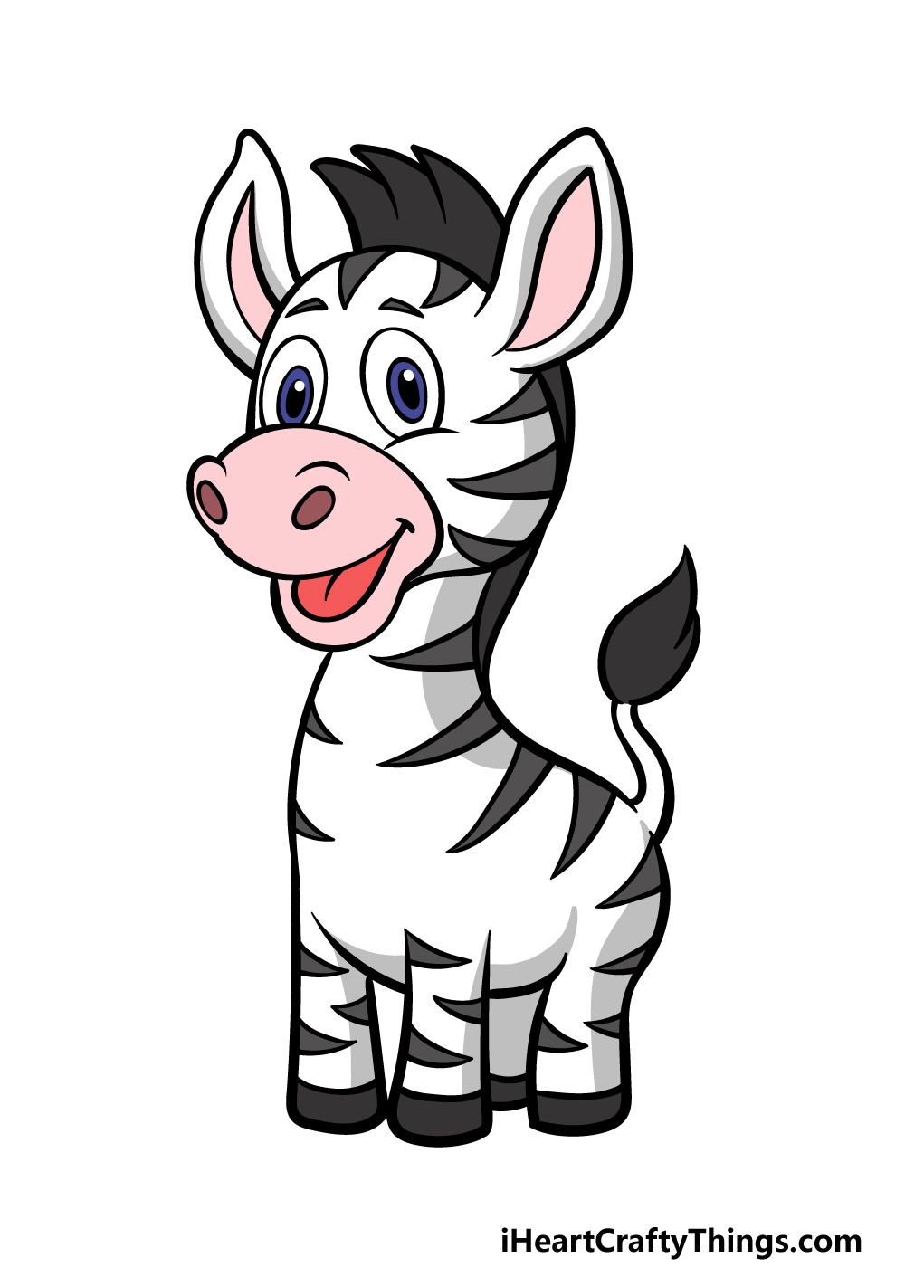Cartoon Zebra Drawing - How To Draw A Cartoon Zebra Step By Step!