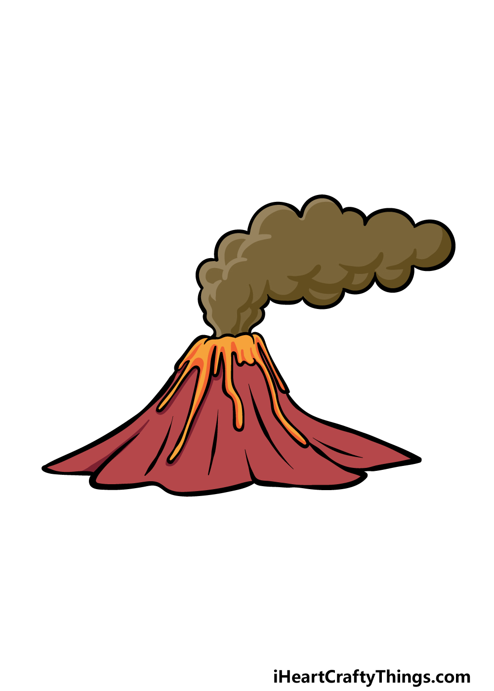 how to draw a cartoon volcano step 8
