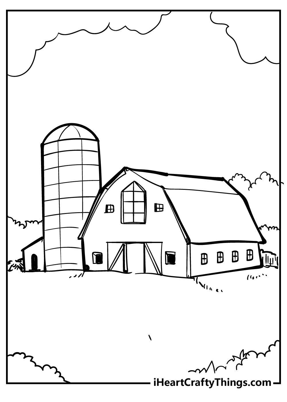 red barn coloring page