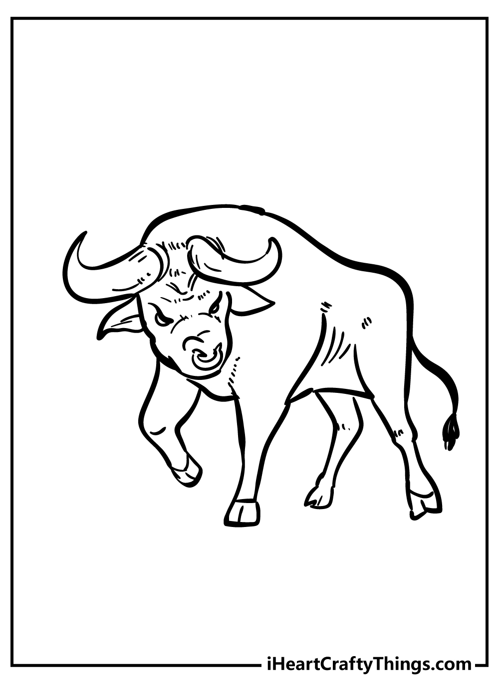 Printable image to color featuring portrayal of a bull getting ready for the attack