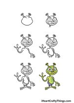 Cartoon Alien Drawing - How To Draw A Cartoon Alien Step By Step!