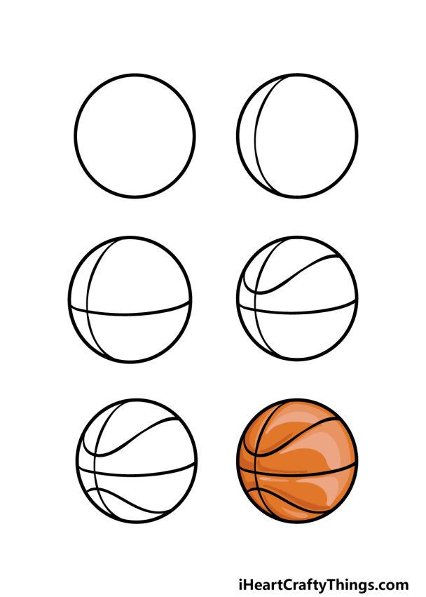 Cartoon Basketball Drawing - How To Draw A Cartoon Basketball Step By Step!