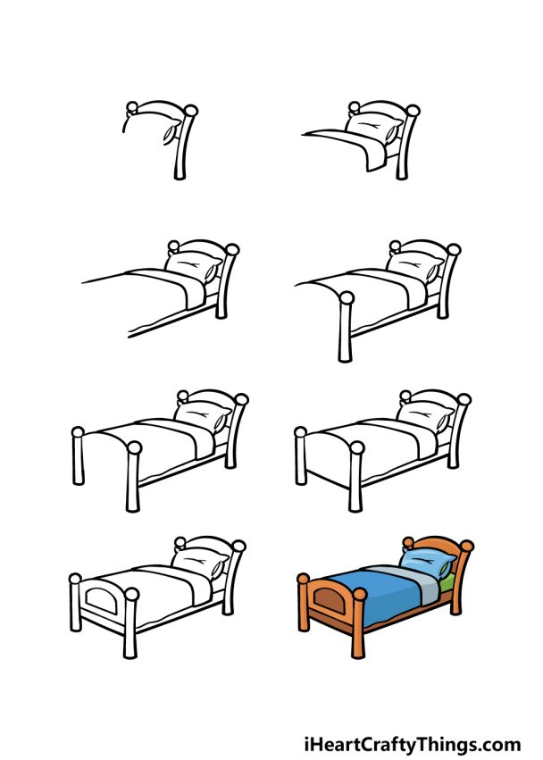 Cartoon Bed Drawing How To Draw A Cartoon Bed Step By Step