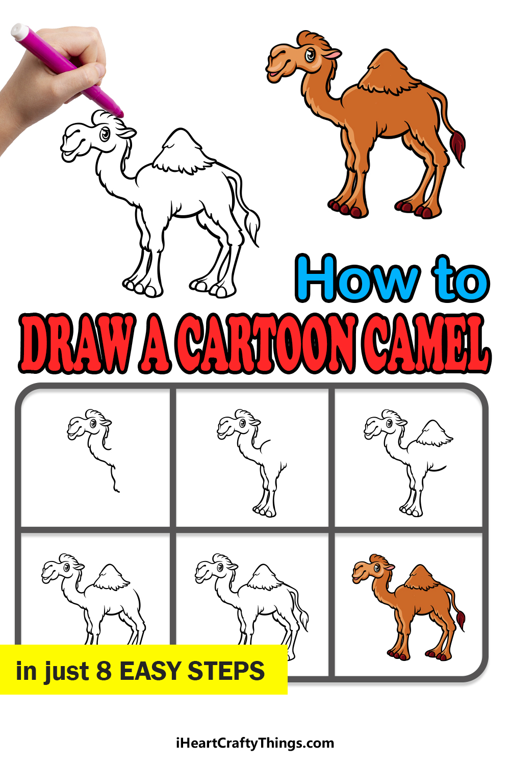 how to draw a cartoon camel in 8 easy steps