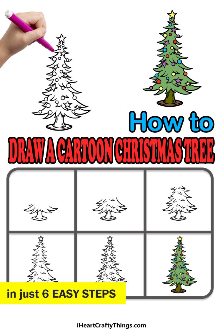 Cartoon Christmas Tree Drawing - How To Draw A Cartoon Christmas Tree ...