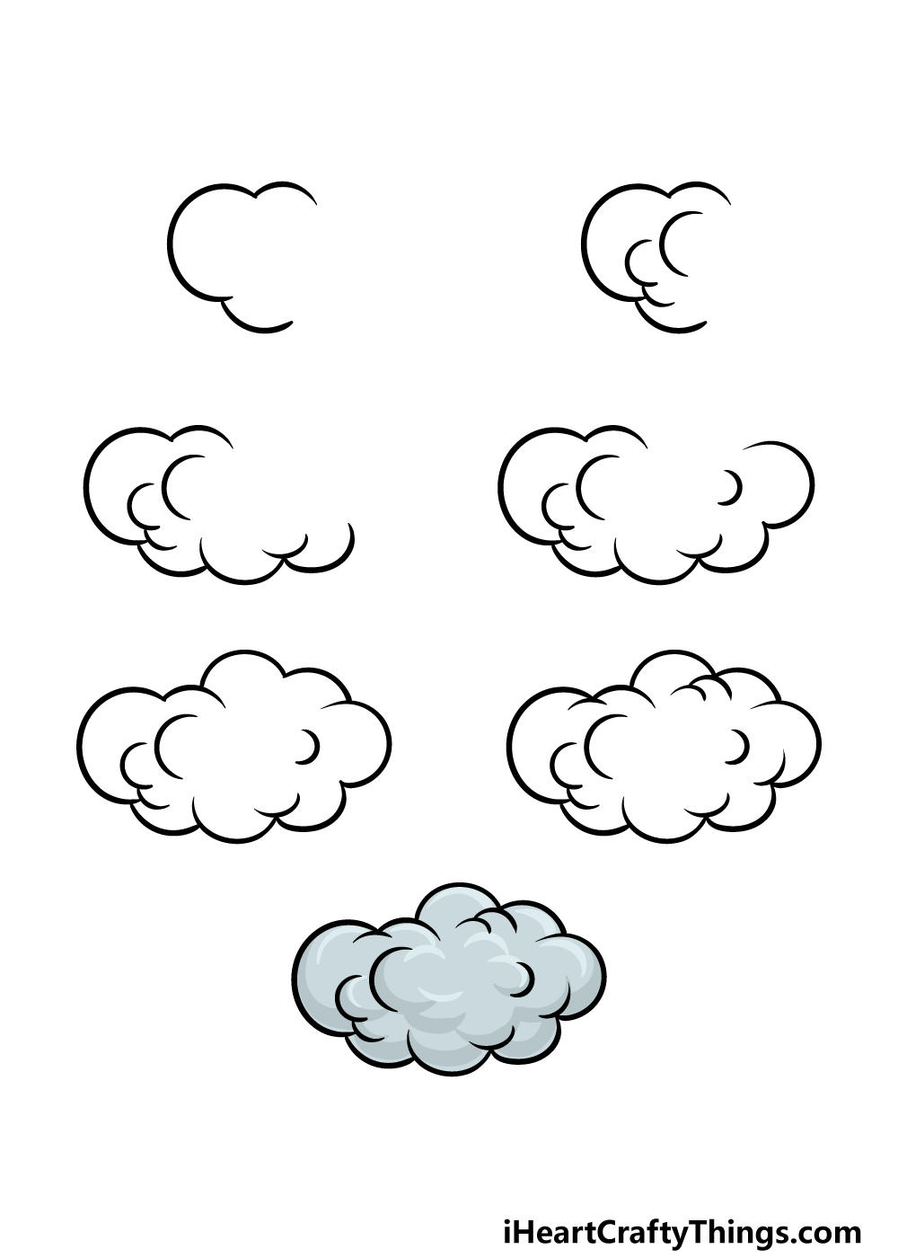 How to Draw A Cartoon cloud in 7 steps