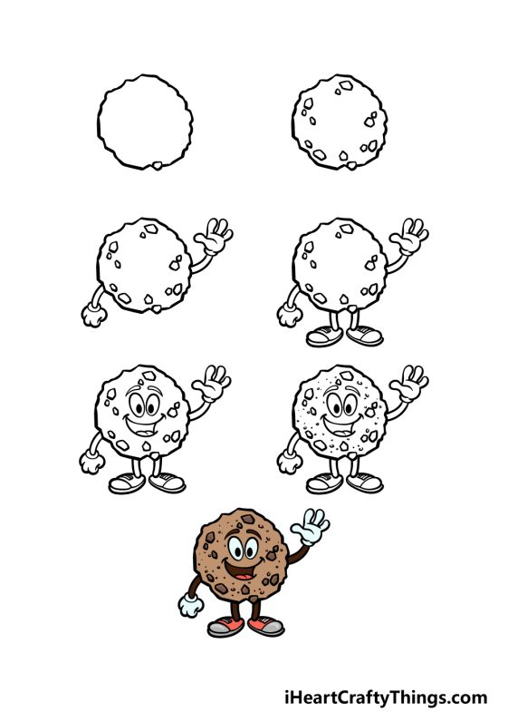 Cartoon Cookie Drawing - How To Draw A Cartoon Cookie Step By Step