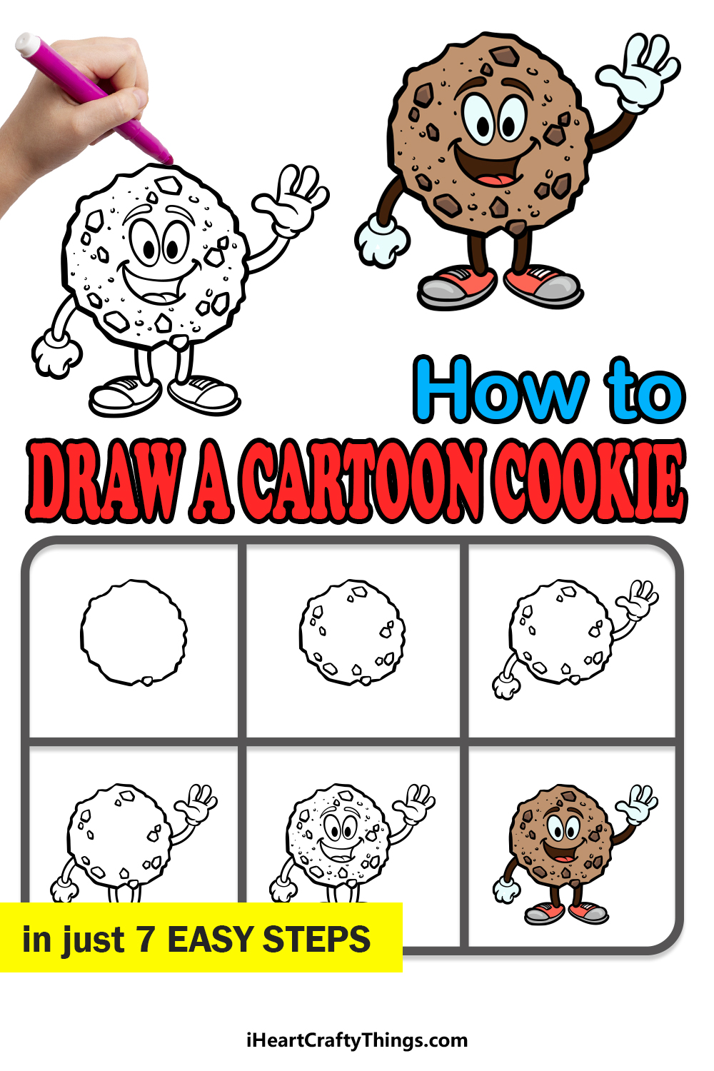 how to draw a cartoon cookie in 7 easy steps