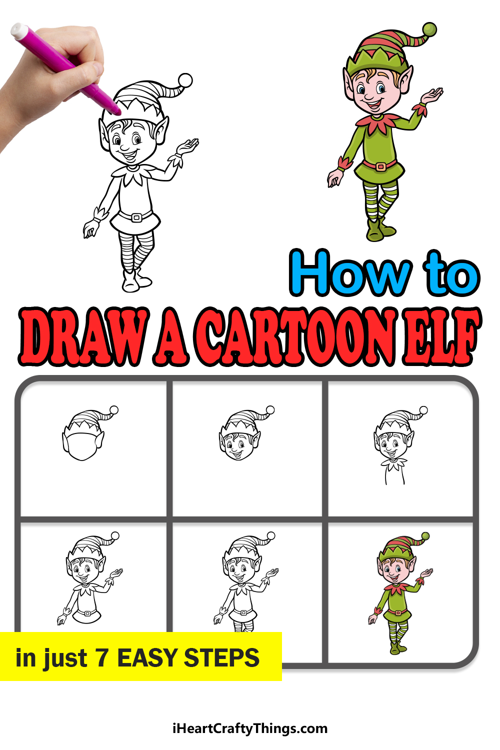 how to draw a cartoon elf in 7 easy steps