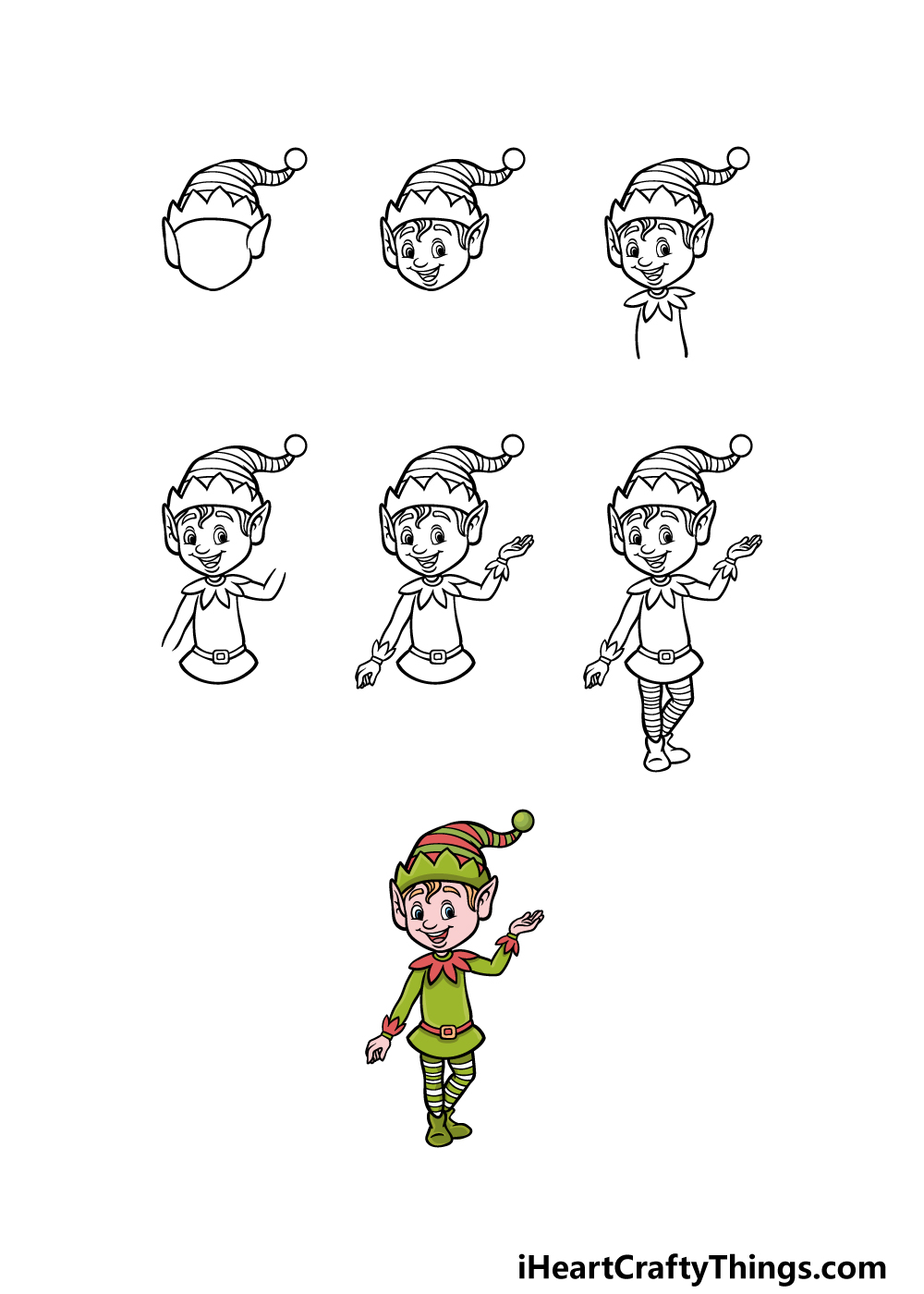 how to draw a cartoon elf in 7 steps