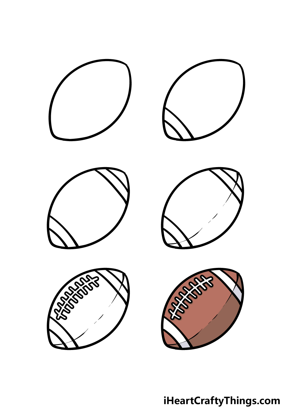 how to draw a cartoon football in 6 steps