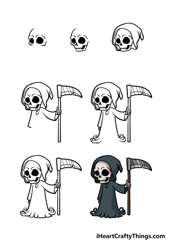 Cartoon Grim Reaper Drawing How To Draw A Cartoon Grim Reaper Step By