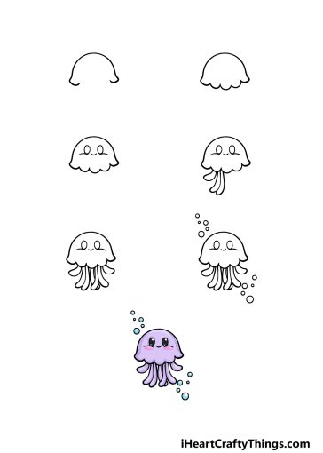 Cartoon Jellyfish Drawing - How To Draw A Cartoon Jellyfish Step By Step!