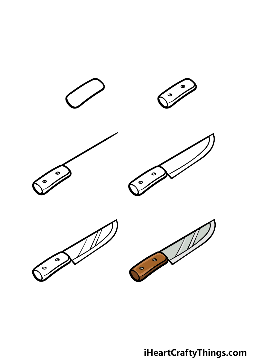how to draw a cartoon knife in 6 steps