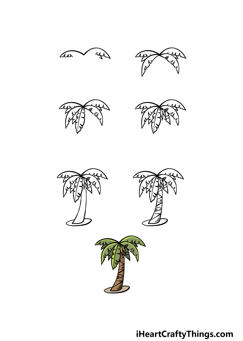 Cartoon Palm Tree Drawing How To Draw A Cartoon Palm Tree Step By