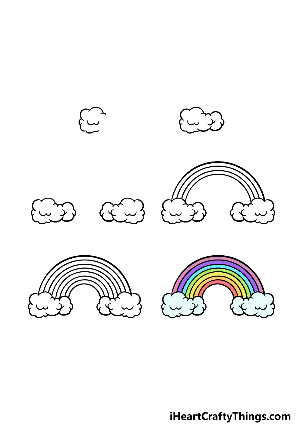 Cartoon Rainbow Drawing - How To Draw A Cartoon Rainbow Step By Step