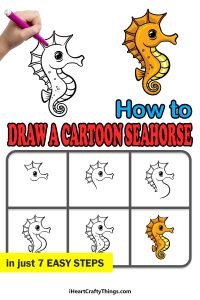 Cartoon Seahorse Drawing - How To Draw A Cartoon Seahorse Step By Step!