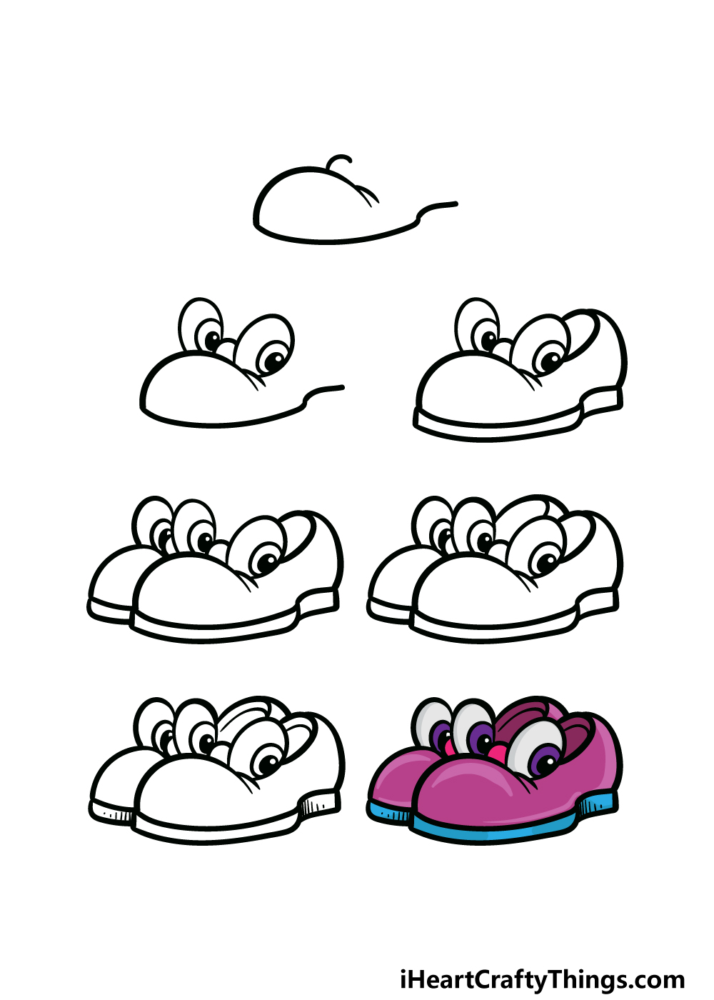 how to draw cartoon shoes in 7 steps
