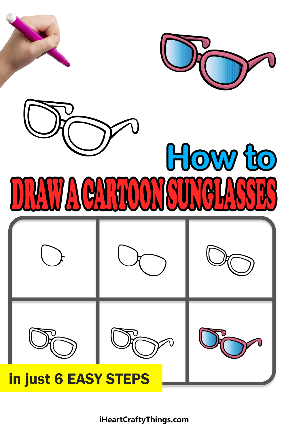 how to draw cartoon sunglasses in 6 easy steps