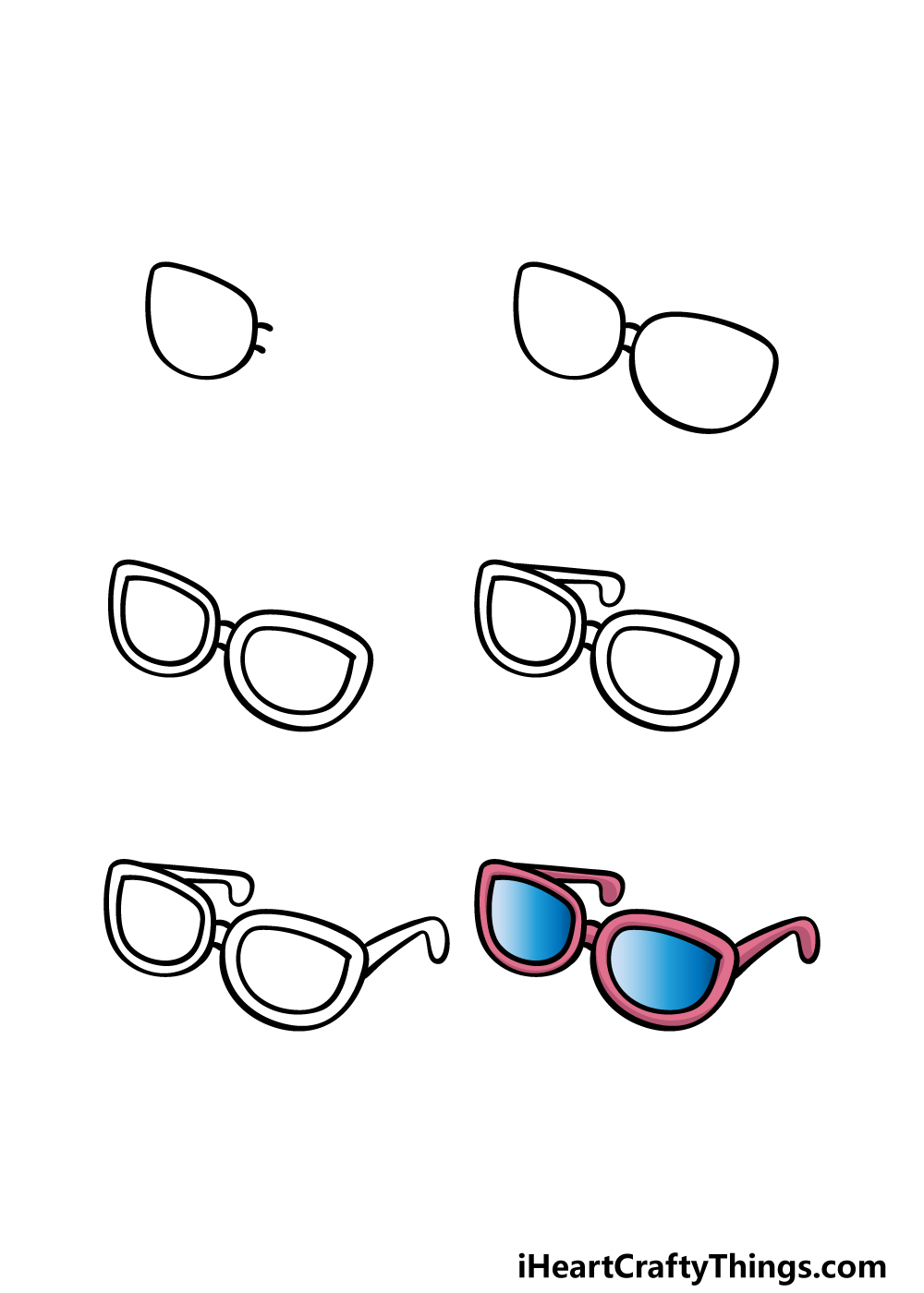 how to draw cartoon sunglasses in 6 steps