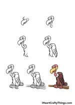 Cartoon Vulture Drawing - How To Draw A Cartoon Vulture Step By Step