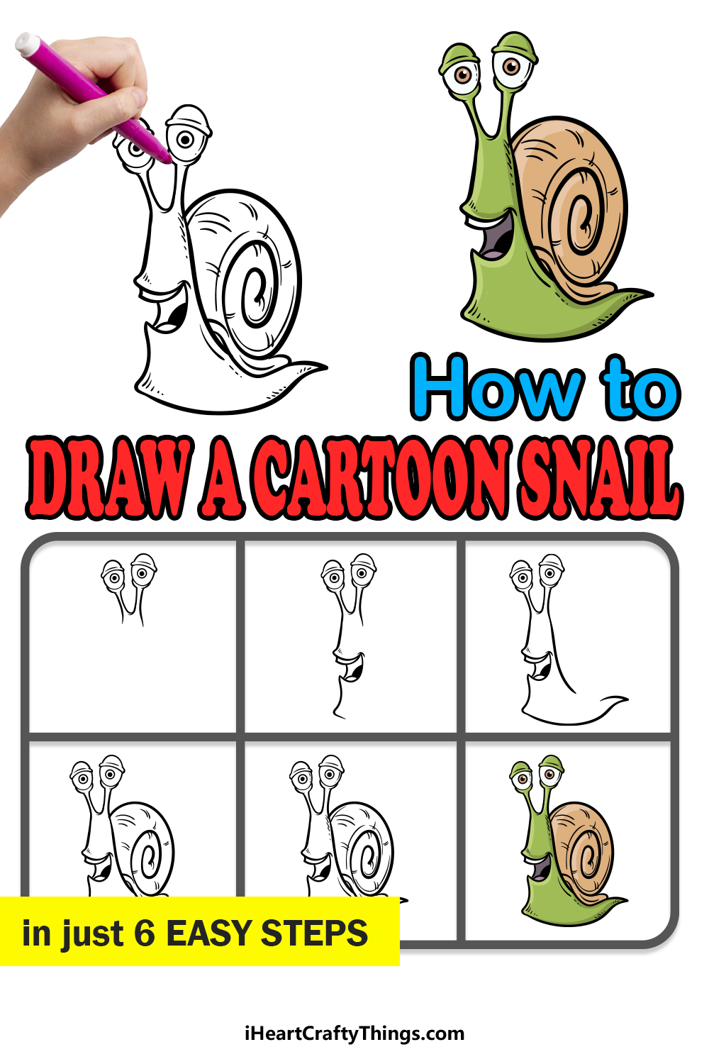 how to draw a cartoon snail