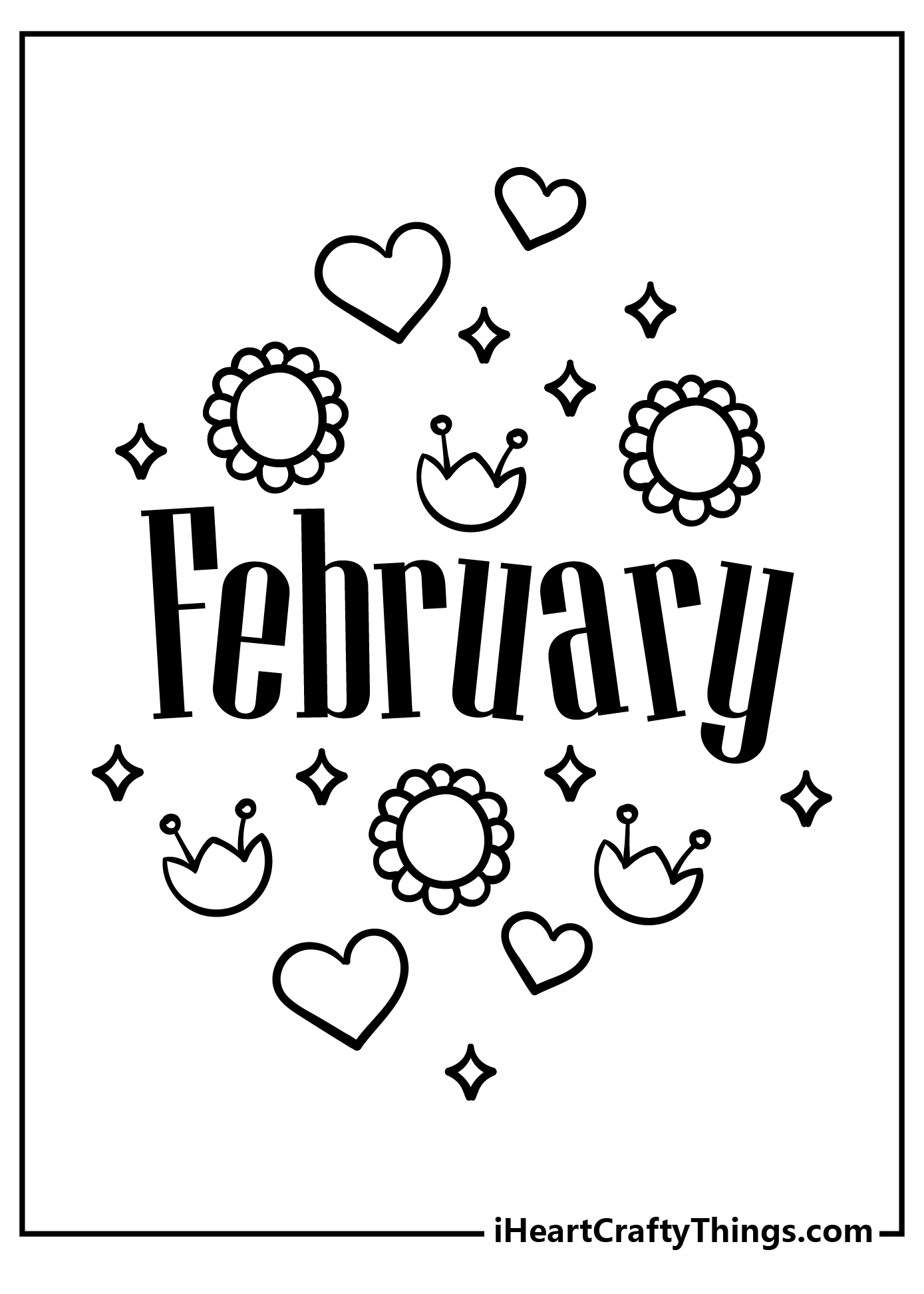 February Coloring Book for kids free printable