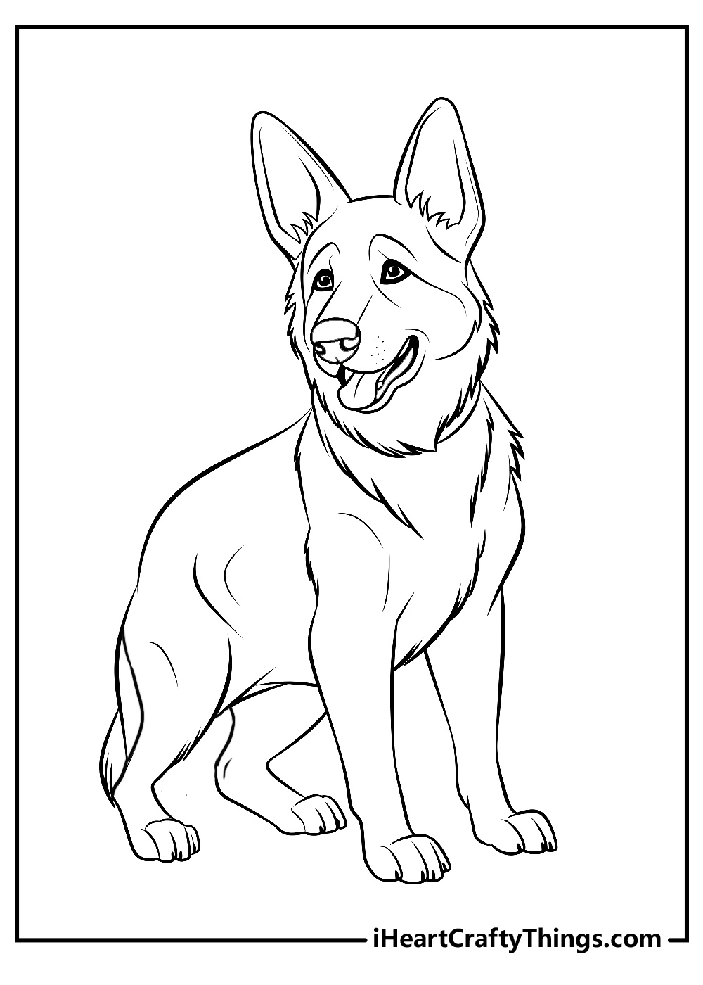 German Shepherd coloring pdf sheet