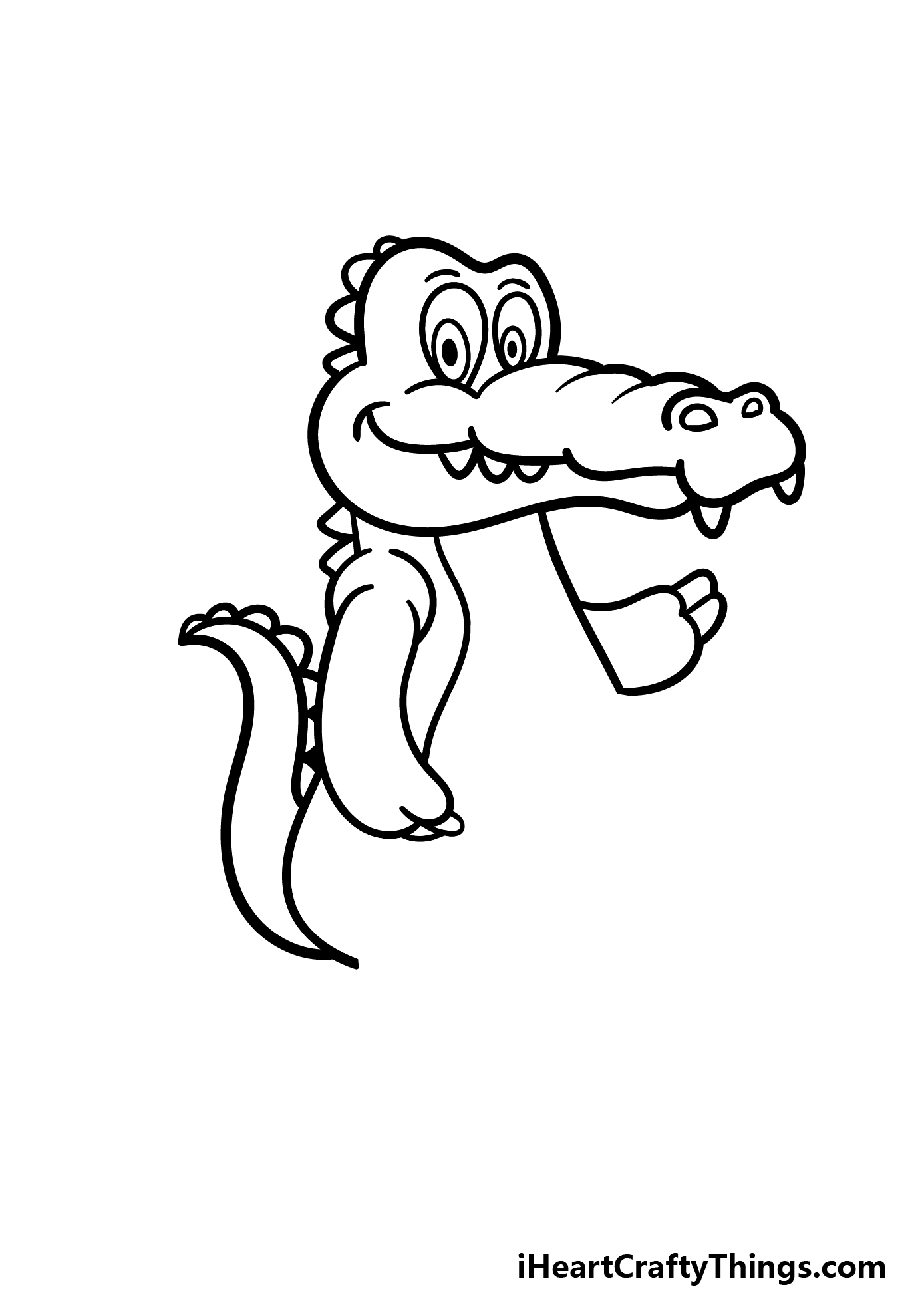how to draw a Cartoon Alligator step 3
