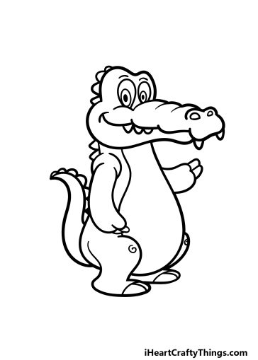 Cartoon Alligator Drawing - How To Draw A Cartoon Alligator Step By Step!