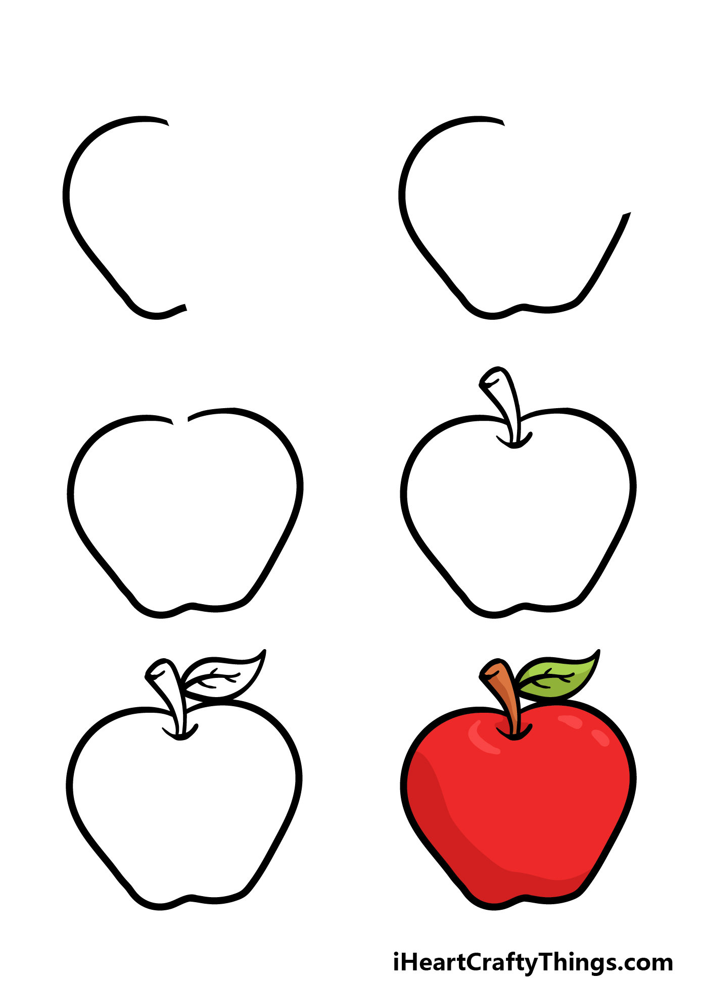 how to draw a Cartoon Apple in 6 steps