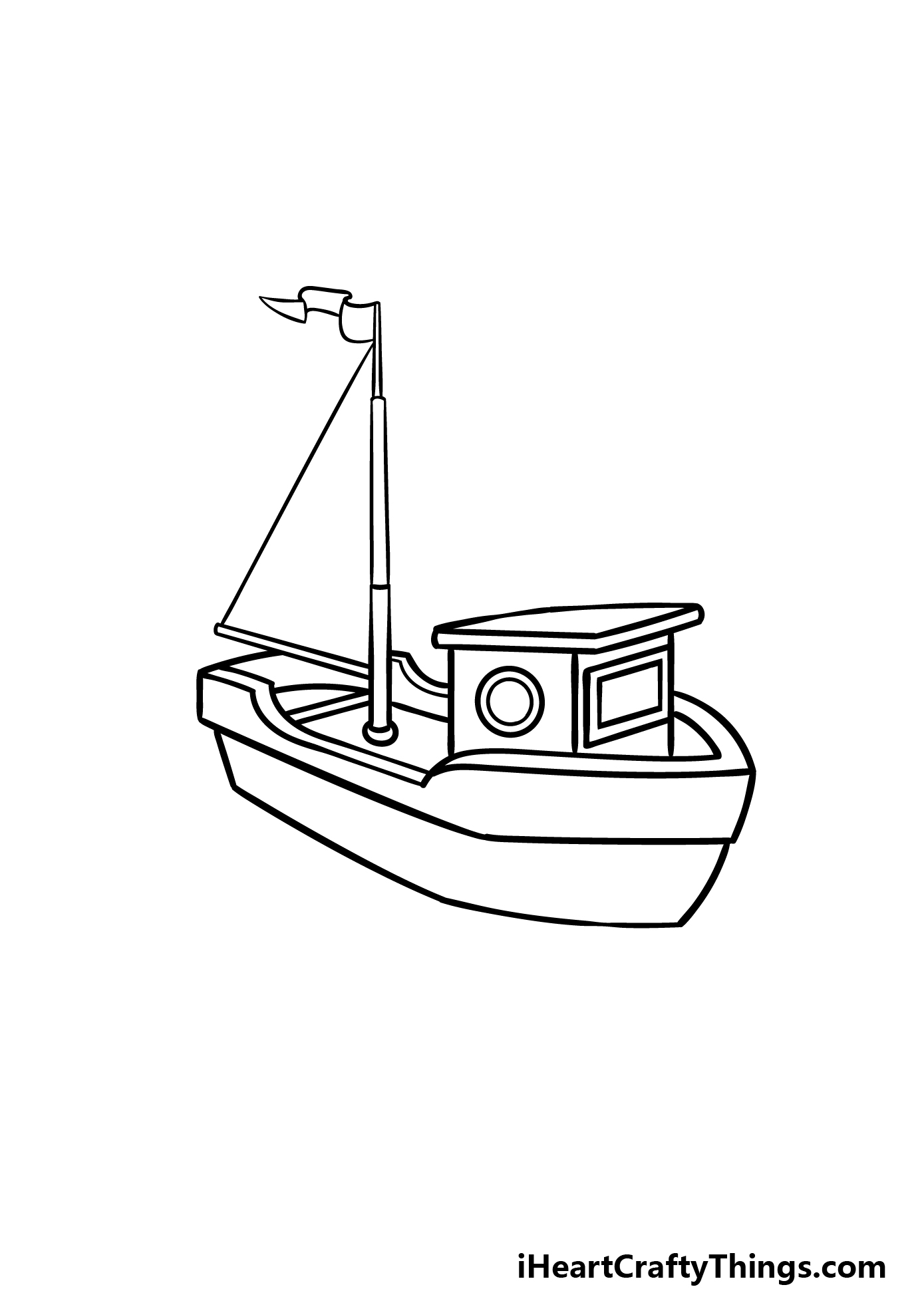 Cartoon Boat Drawing - How To Draw A Cartoon Boat Step By Step
