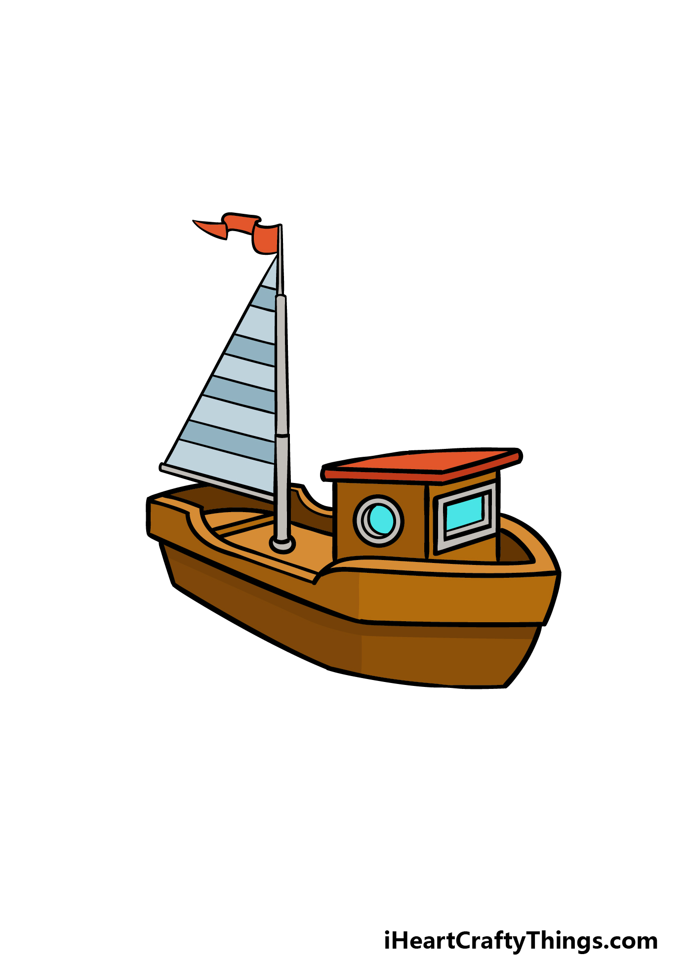 how to draw a cartoon boat step 8
