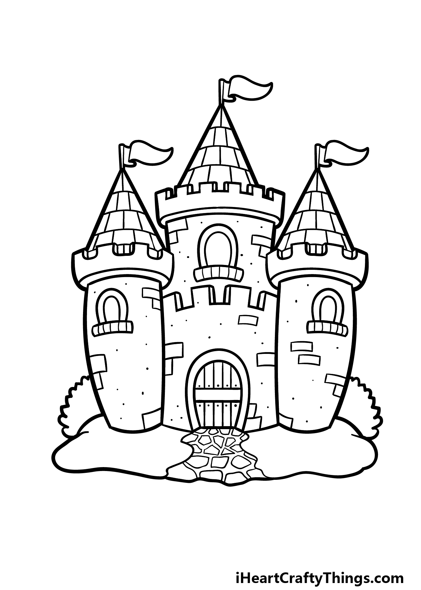 how to draw a cartoon castle step 6