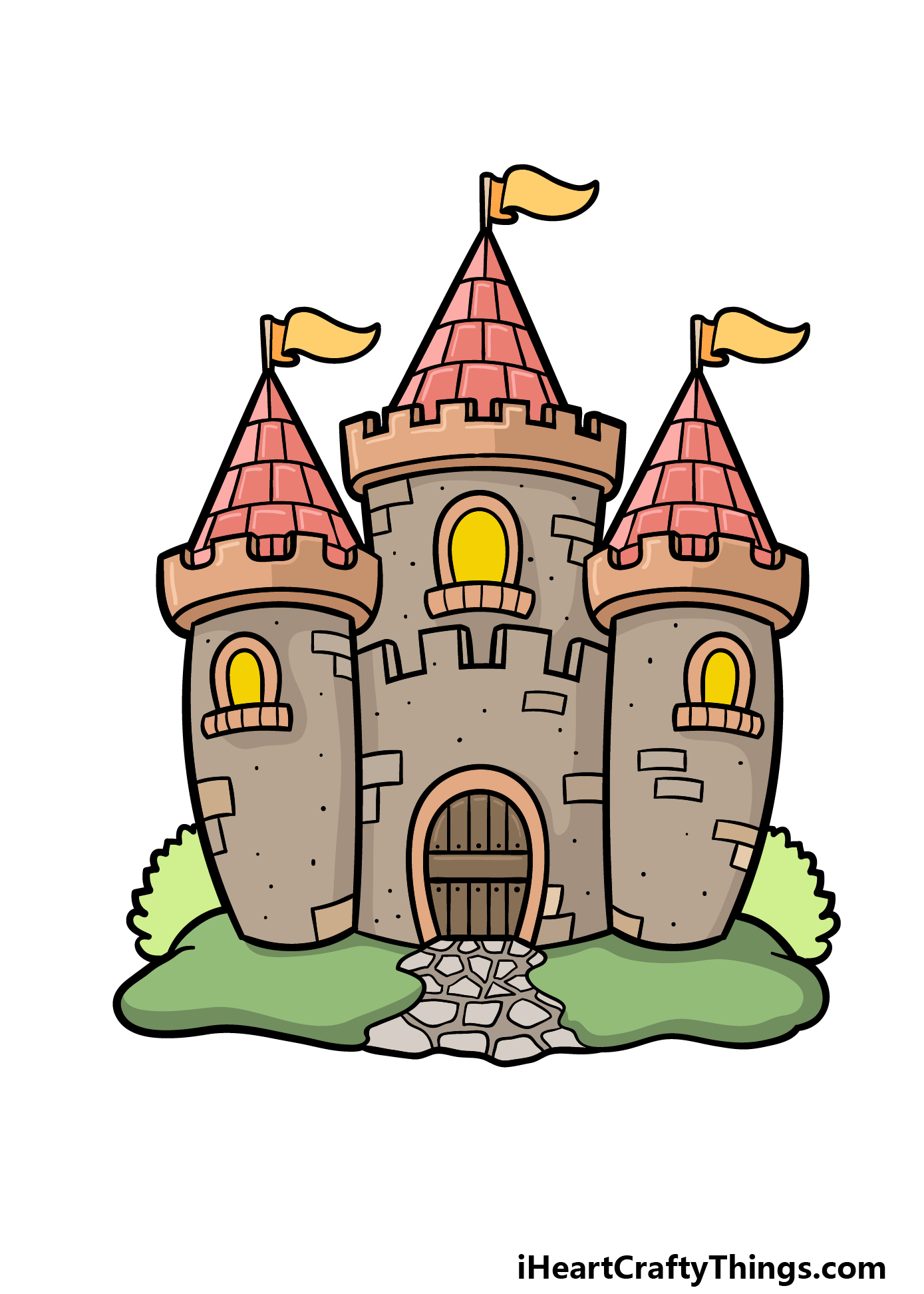 how to draw a cartoon castle step 7