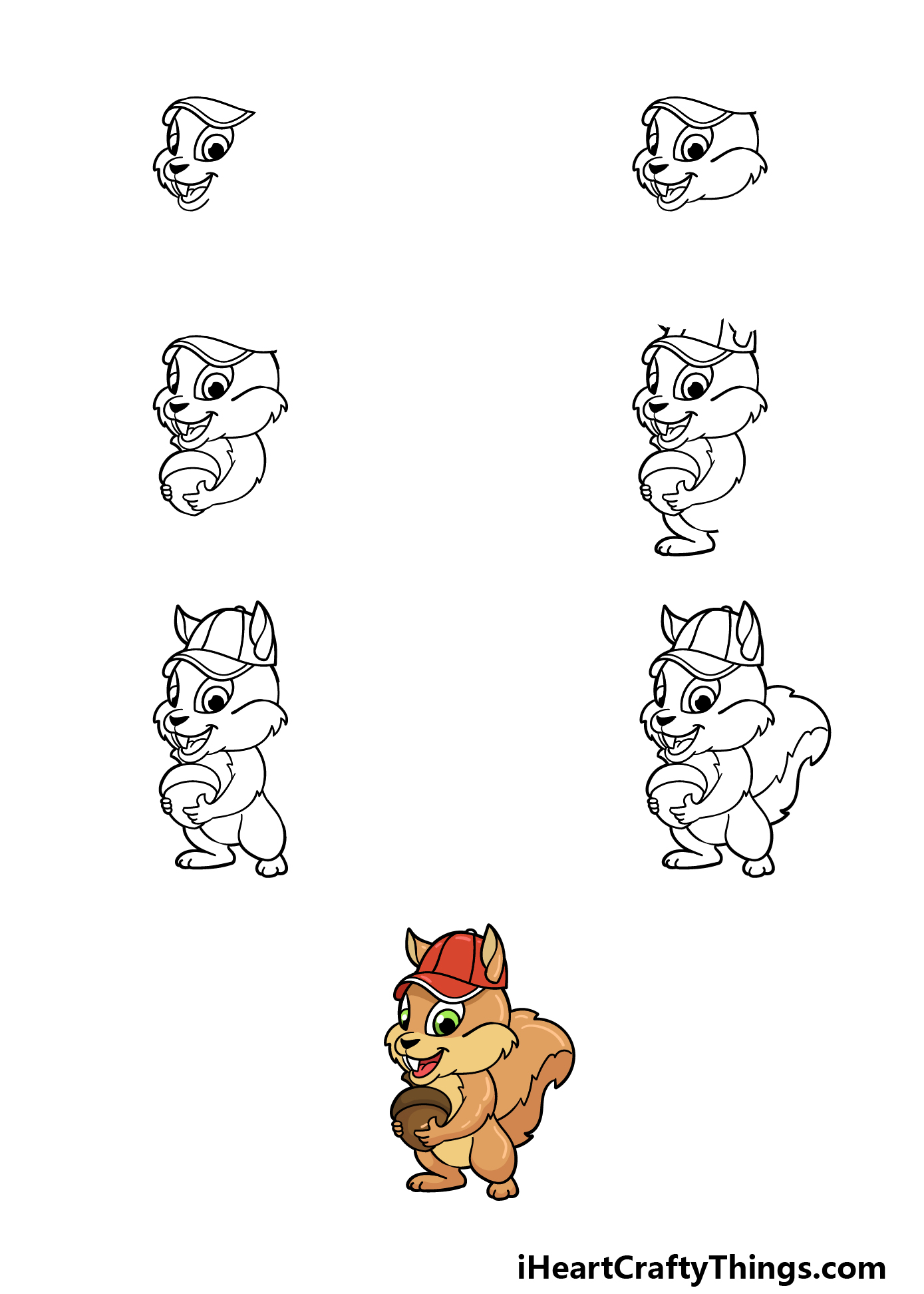 how to draw a cartoon chipmunk in 7 steps