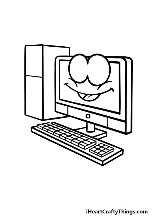 Cartoon Computer Drawing - How To Draw A Cartoon Computer Step By Step