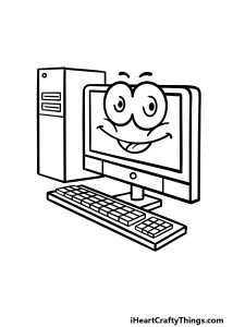 Cartoon Computer Drawing - How To Draw A Cartoon Computer Step By Step