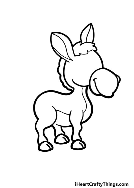 Cartoon Donkey Drawing - How To Draw A Cartoon Donkey Step By Step