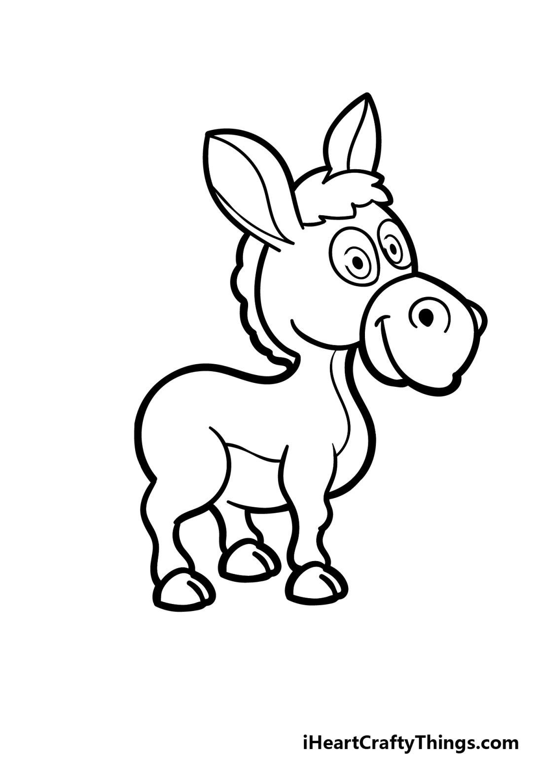 Cartoon Donkey Drawing - How To Draw A Cartoon Donkey Step By Step